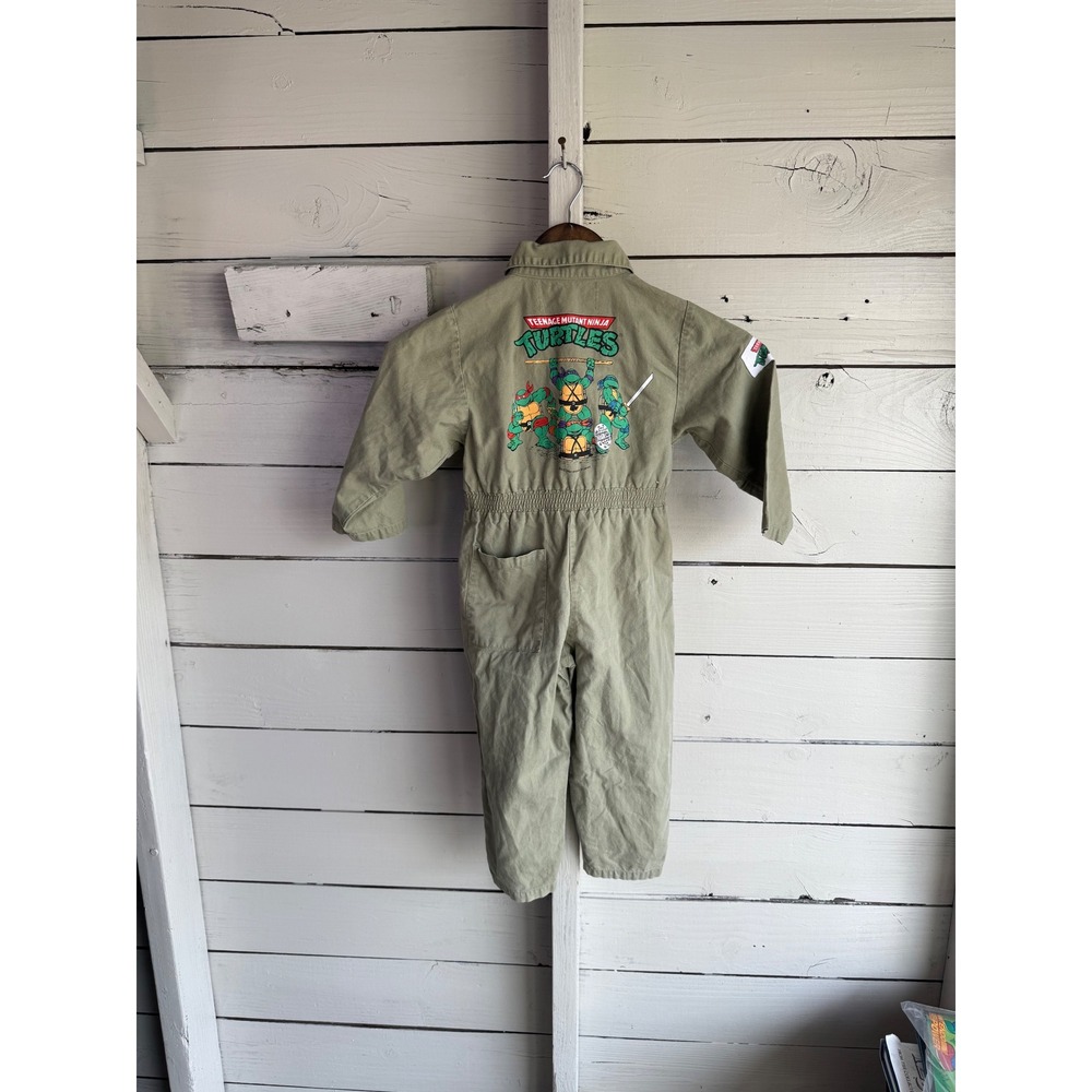 Vintage 1989 Teenage Mutant Ninja Turtles TMNT Kids Jumpsuit Coveralls Green - Picture 5 of 6